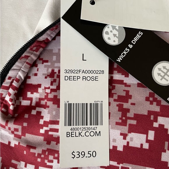 ZELOS men’s 1/4 zip pullover. NWT. “Deep Rose” (red). Activewear. Running. - Picture 3 of 5